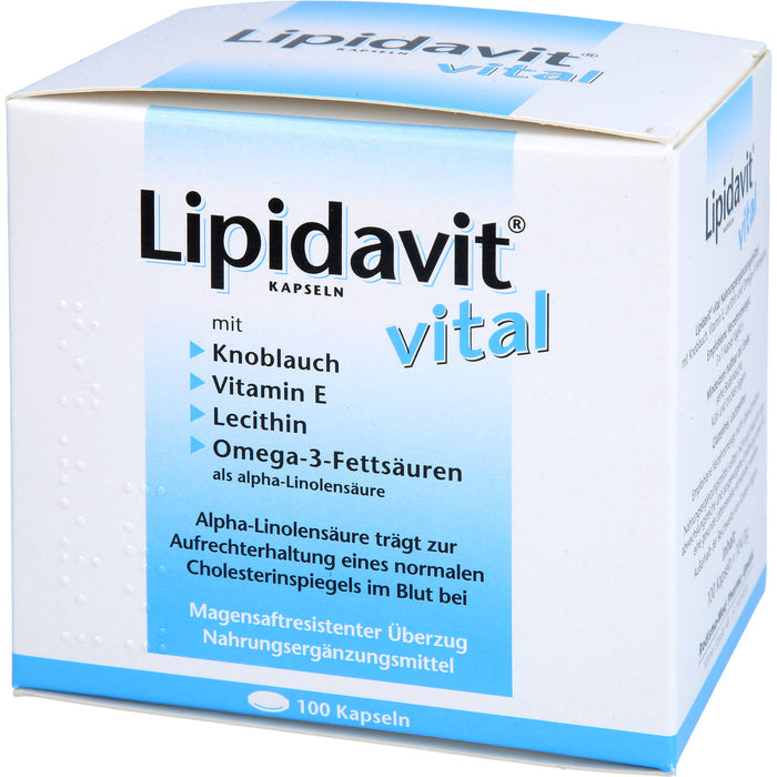 Lipidavit vital Kapseln trägt zur Aufrechterhaltung eines normalen Cholesterinspiegels im Blut bei, 100 pcs. Capsules