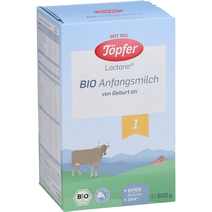 Töpfer Lactana Pulver Bio Anfangsmilch von Geburt an, 600 g Poudre