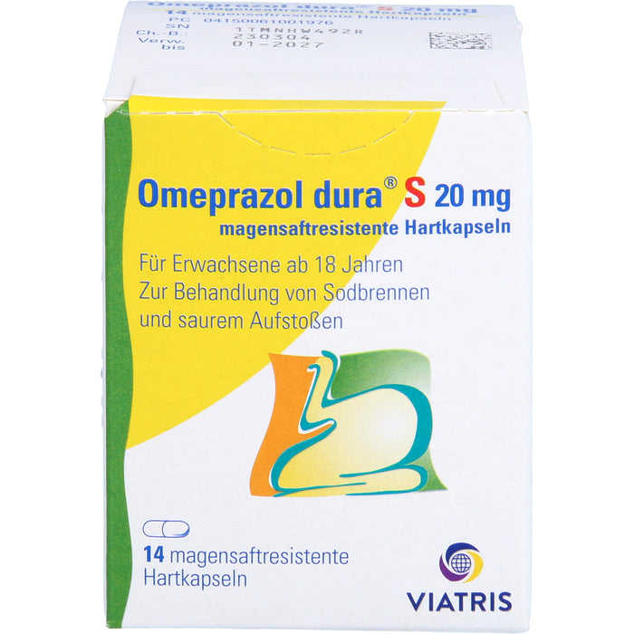 Omeprazol dura S 20 mg Hartkapseln bei Sodbrennen, 14 pcs. Capsules