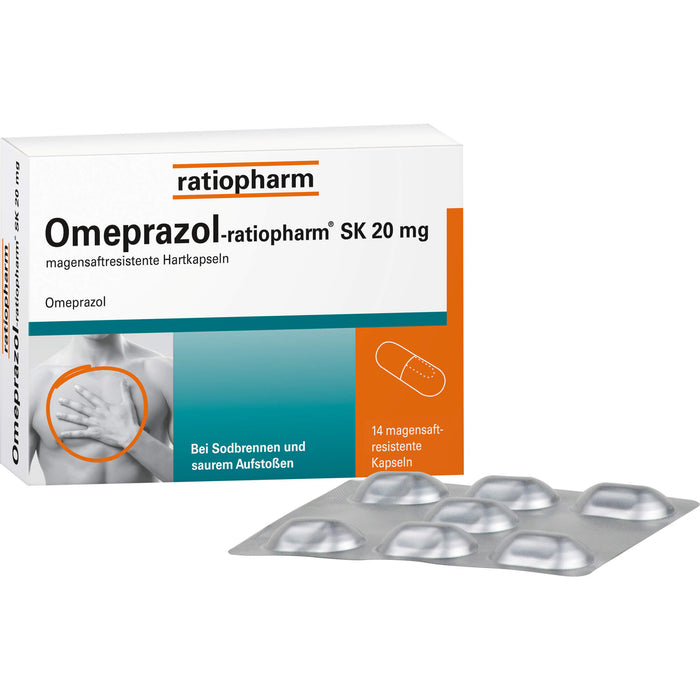 Omeprazol-ratiopharm SK 20 mg bei Sodbrennen Kapseln, 14 pc Capsules