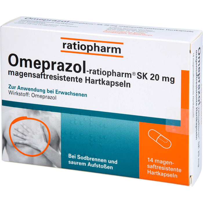 Omeprazol-ratiopharm SK 20 mg bei Sodbrennen Kapseln, 14 St. Kapseln