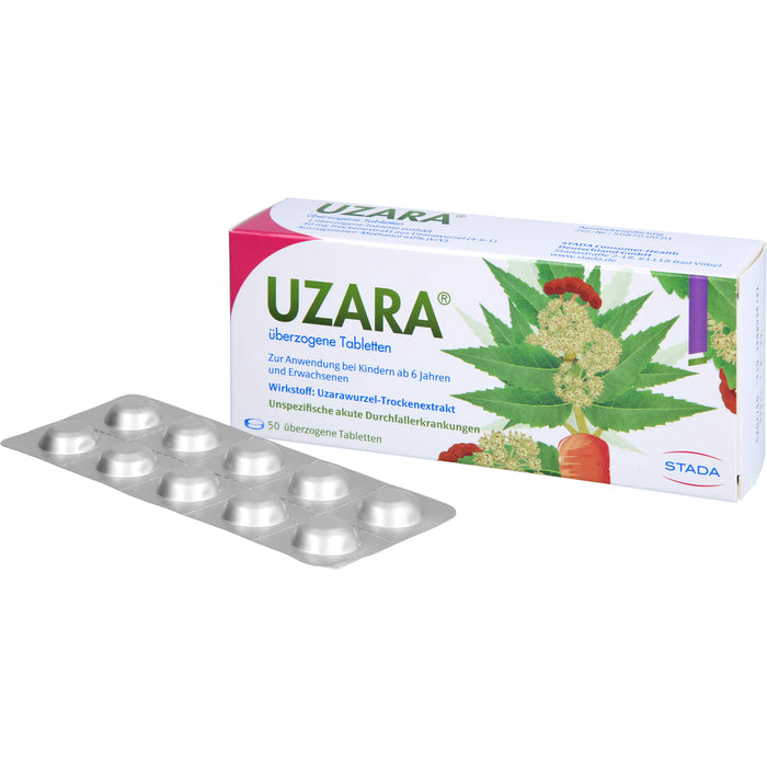 UZARA 40 mg Tabletten bei Durchfall, 50 pcs. Tablets