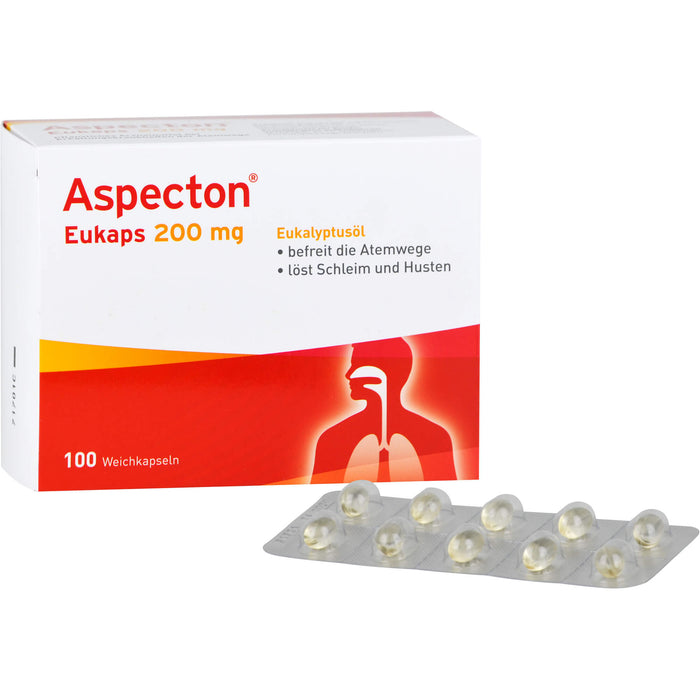 Aspecton Eukaps 200 mg Weichkapseln befreit die Atemwege und löst Schleim und Husten, 100 pcs. Capsules