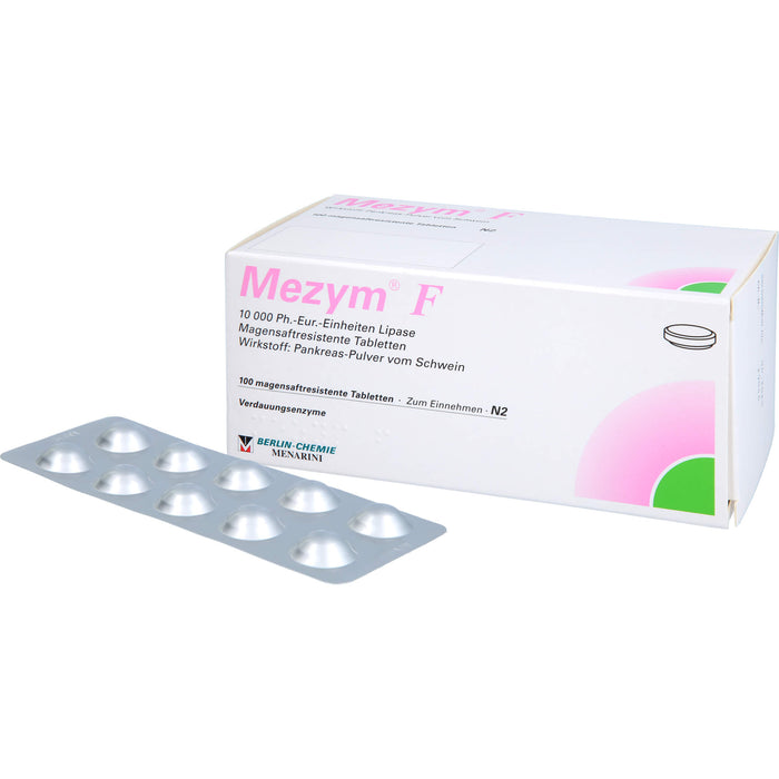 BERLIN-CHEMIE Mezym F Filmtabletten Verdauungsenzyme bei Verdauungsstörungen, 100 St. Tabletten