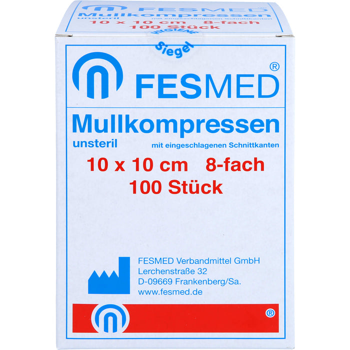 MULLKOMPRESSEN UNSTERIL 10X10 ES 8F, 100 St KOM