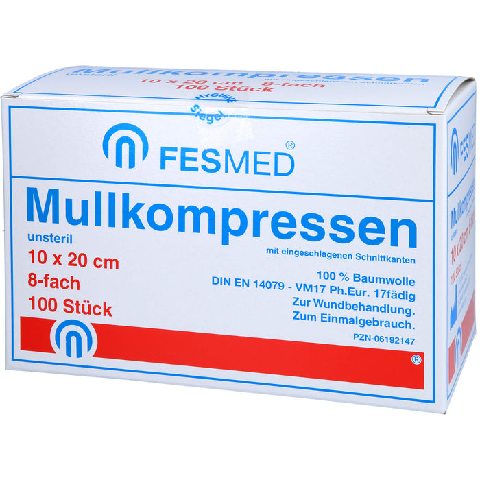 MULLKOMPRESSEN UNSTERIL 10X20 ES 8F, 100 St KOM