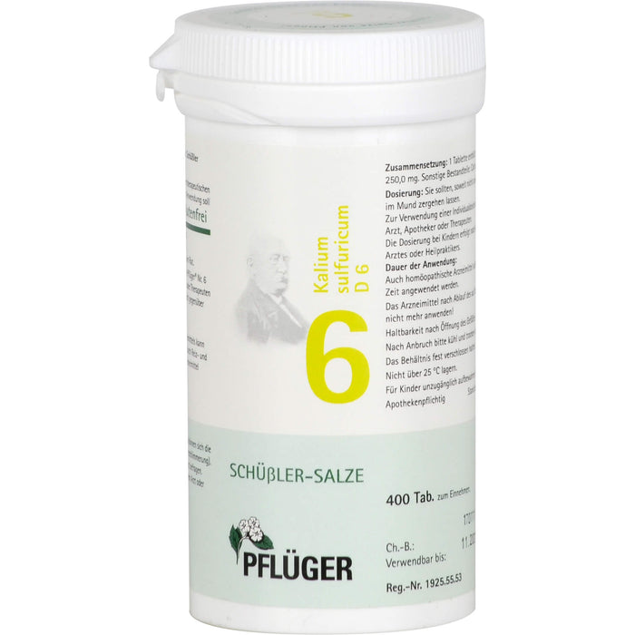 PFLÜGER Biochemie 6 Kalium sulfuricum D6 Tabletten, 400 pcs. Tablets