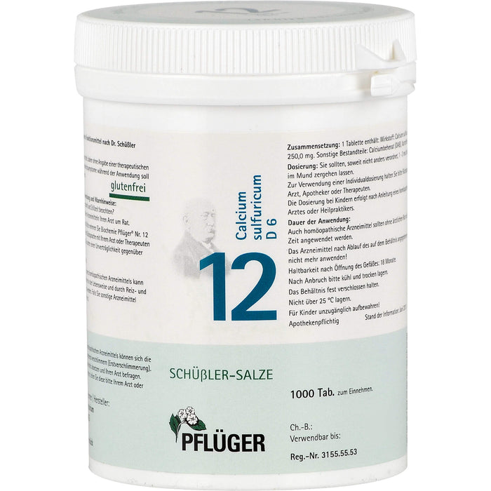 PFLÜGER Biochemie 12 Calcium sulfuricum D6 Tabletten, 1000 pc Tablettes