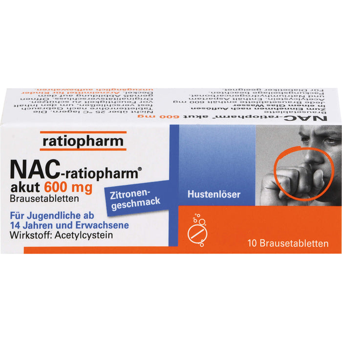 NAC-ratiopharm akut 600 mg Brausetabletten, 10 pc Tablettes