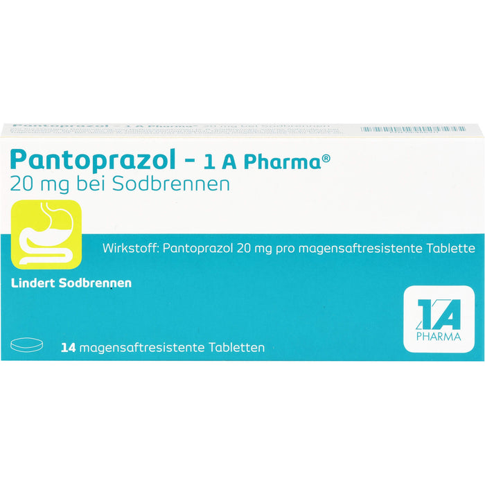 Pantoprazol - 1 A Pharma 20 mg Tabletten bei Sodbrennen, 14 pcs. Tablets