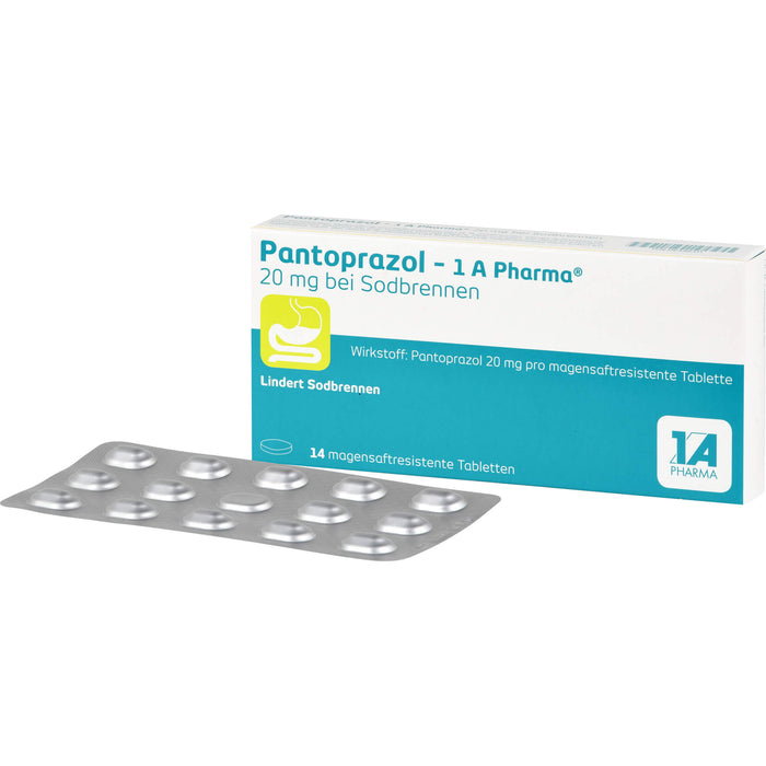 Pantoprazol - 1 A Pharma 20 mg Tabletten bei Sodbrennen, 14 St. Tabletten