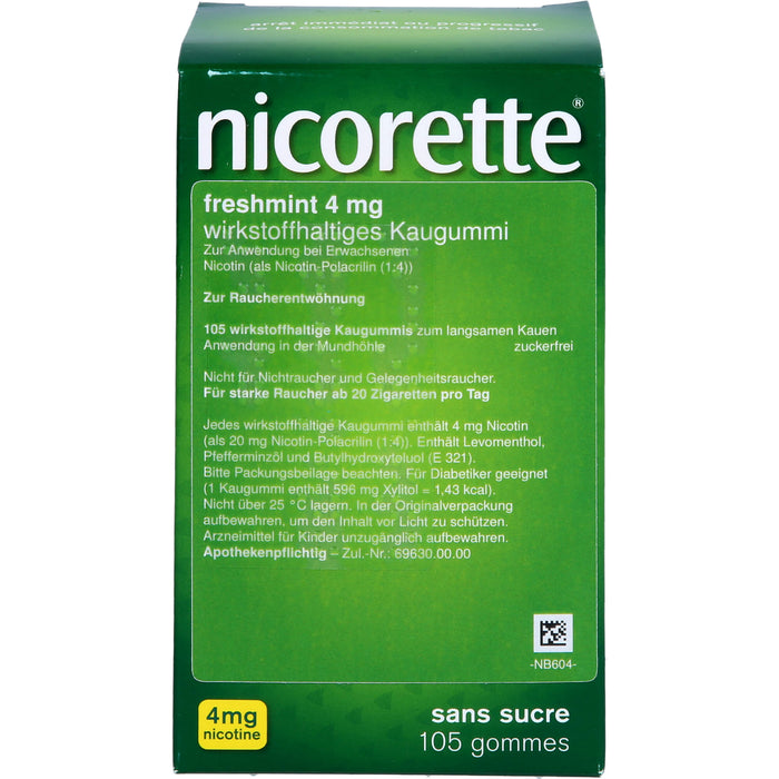 nicorette 4 mg freshmint wirkstoffhaltige Kaugummis, 105 pcs. Chewing gum