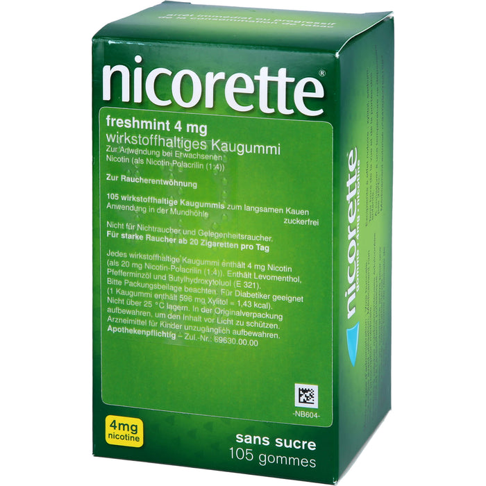 nicorette 4 mg freshmint wirkstoffhaltige Kaugummis, 105 St. Kaugummi