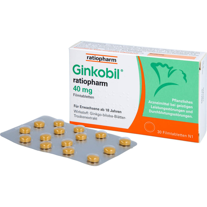 Ginkobil ratiopharm 40 mg Filmtabletten, 30 St. Tabletten