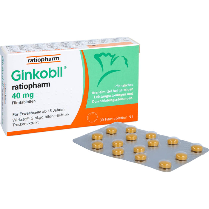 Ginkobil ratiopharm 40 mg Filmtabletten, 30 pc Tablettes