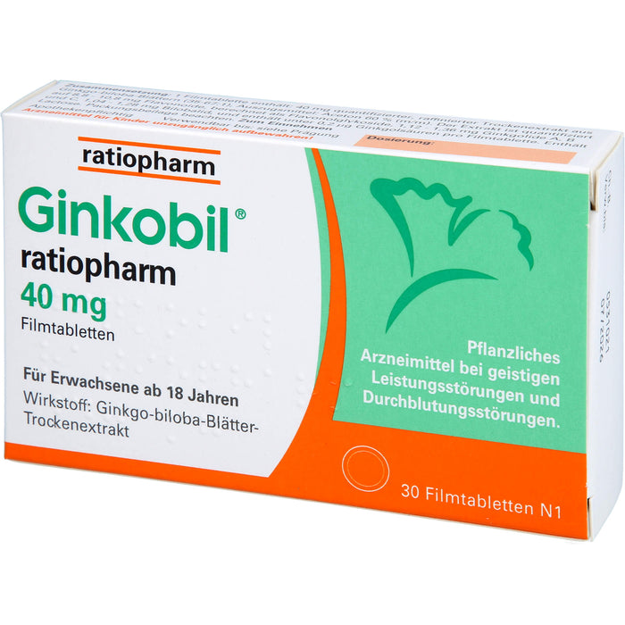 Ginkobil ratiopharm 40 mg Filmtabletten, 30 pc Tablettes