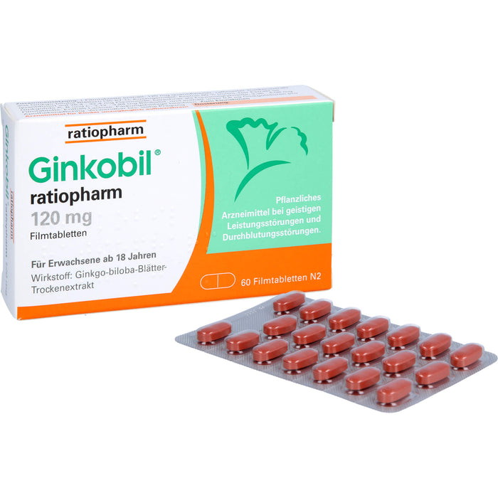 Ginkobil ratiopharm 120 mg Filmtabletten, 60 pcs. Tablets