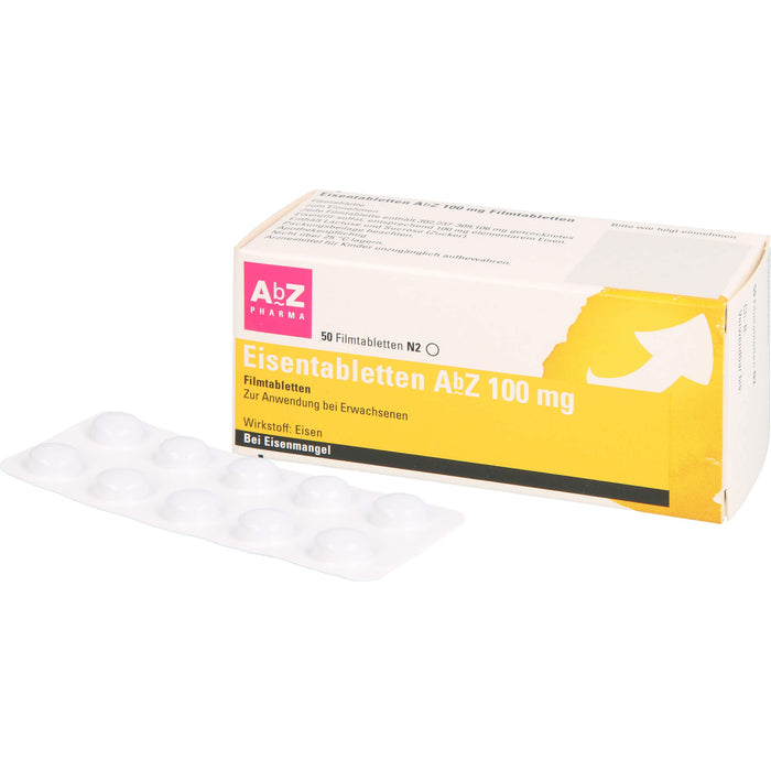 Eisentabletten AbZ 100 mg Filmtabletten, 50 St. Tabletten