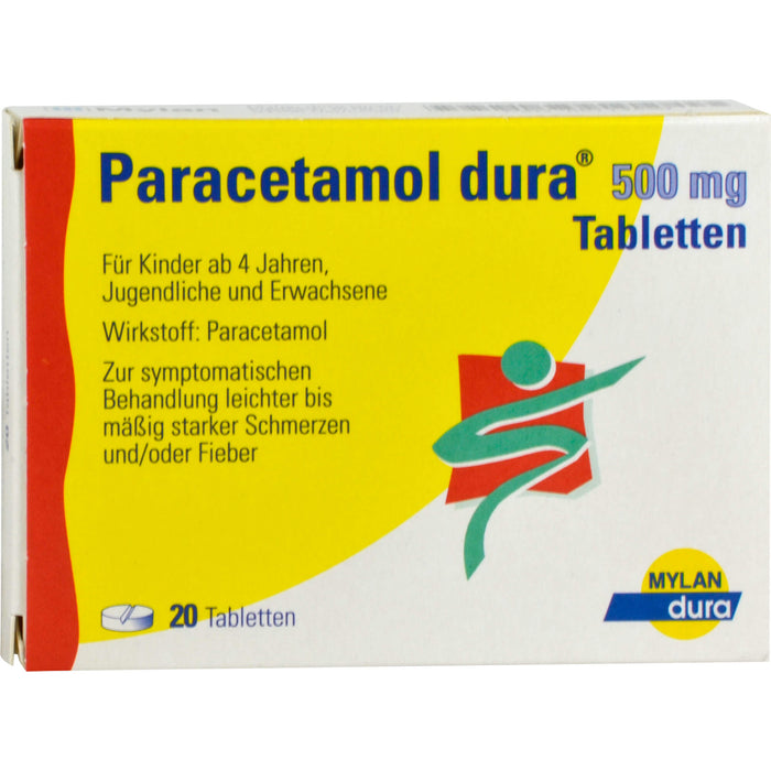 Paracetamol dura Tabletten bei leichten bis mäßigen Schmerzen, 20 pc Tablettes