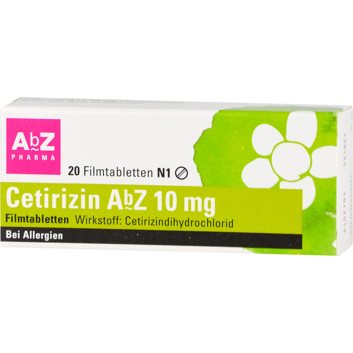 Cetirizin AbZ 10 mg Filmtabletten bei Allergien, 20 pc Tablettes