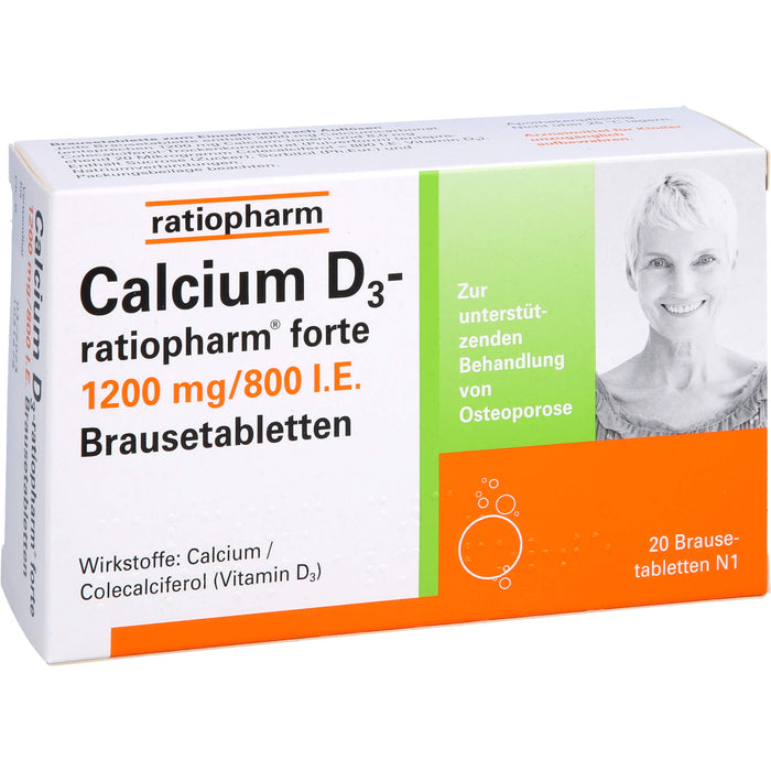 Calcium D3-ratiopharm forte, 1200mg/800 I.E. Brausetabletten, 20 St BTA