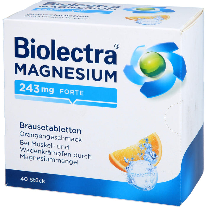 Biolectra Magnesium 243 mg forte Orange Brausetabletten, 40 pcs. Tablets