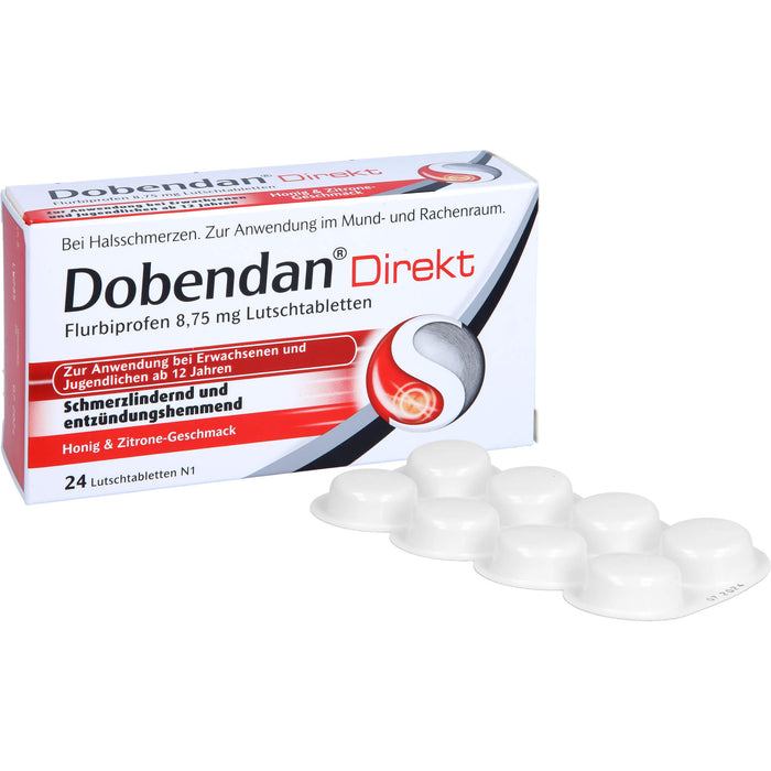 DOBENDAN Direkt Lutschtabletten bei starken Halsschmerzen & Schluckbeschwerden, 24 pc Tablettes