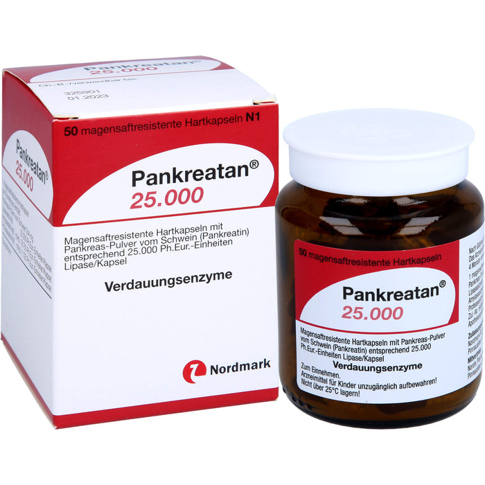 Nordmark Pankreatan 25.000 Hartkapseln Verdauungsenzyme, 50 St. Kapseln