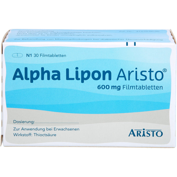 Aristo Alpha Lipon 600 mg Filmtabletten bei Missempfindungen bei Polyneuropathie, 30 pcs. Tablets