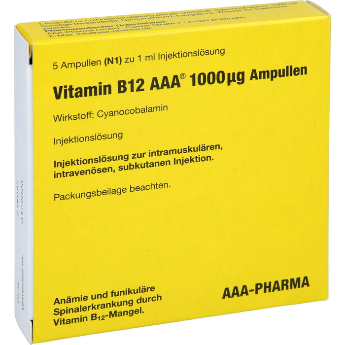 Vitamin B12 AAA 1000 µg Ampullen, 5 ml Solution