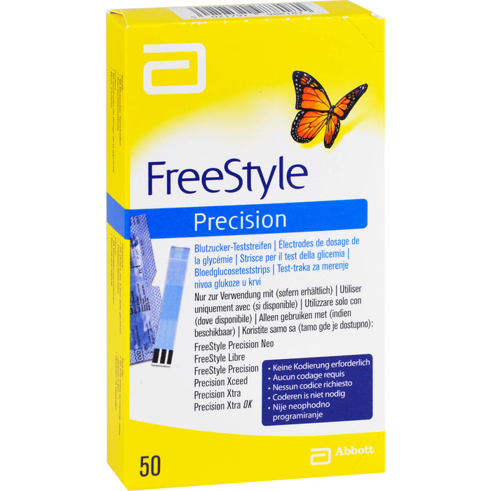 FreeStyle Precision Blutzucker-Teststrreifen ohne Codieren, 50 St. Teststreifen