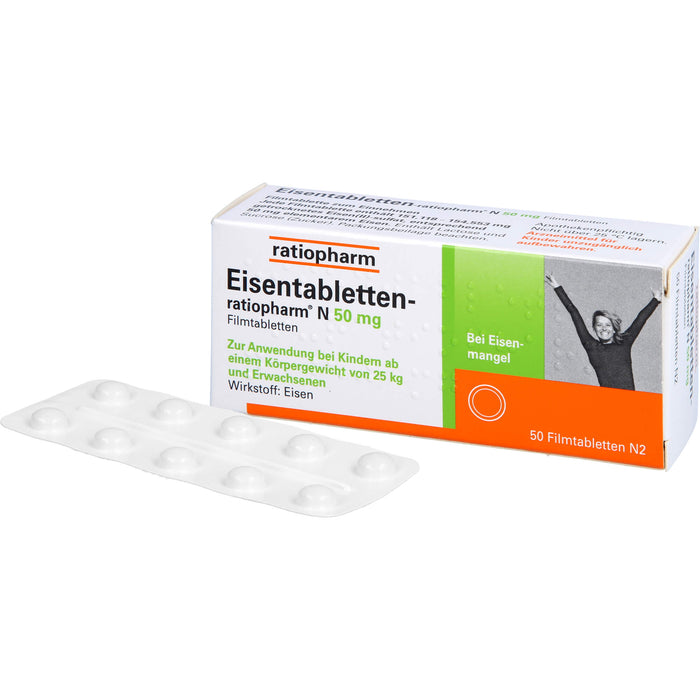 Eisentabletten-ratiopharm N 50 mg Filmtabletten, 50 pc Tablettes