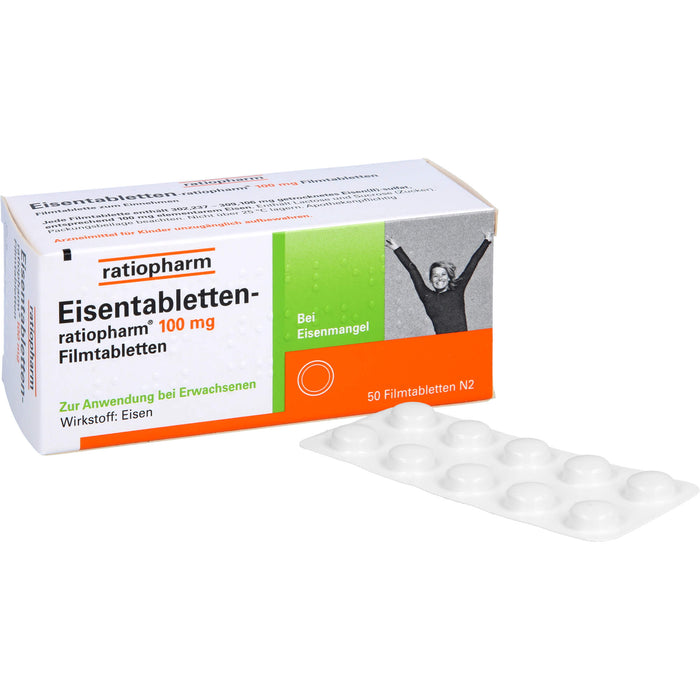 Eisentabletten-ratiopharm 100 mg Filmtabletten, 50 pc Tablettes