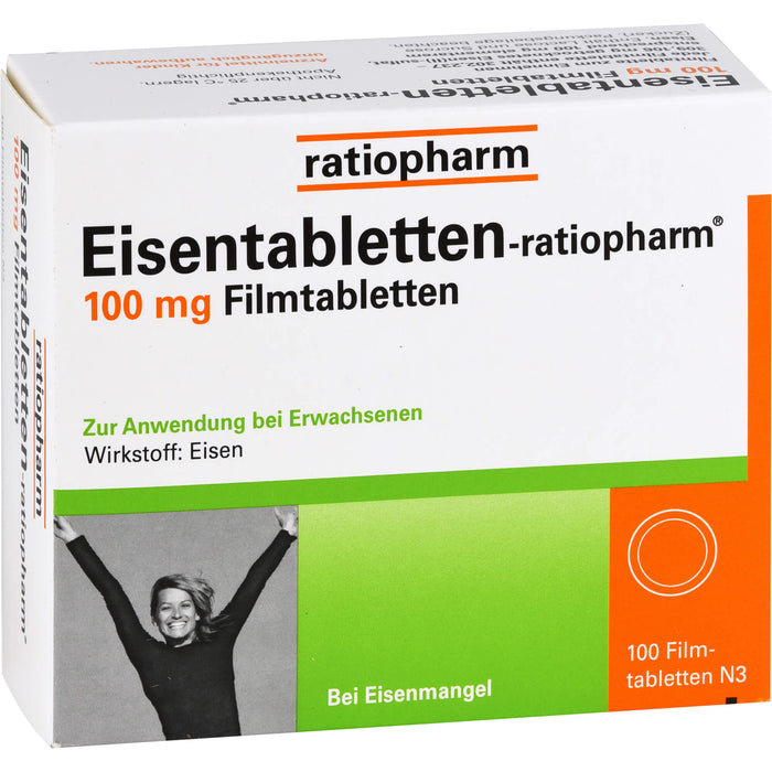 Eisentabletten-ratiopharm 100 mg Filmtabletten, 100 pcs. Tablets