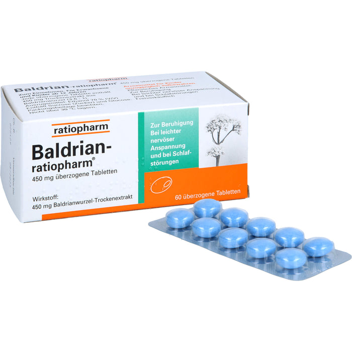 Baldrian-ratiopharm überzogene Tabletten zur Beruhigung, 60 pc Tablettes