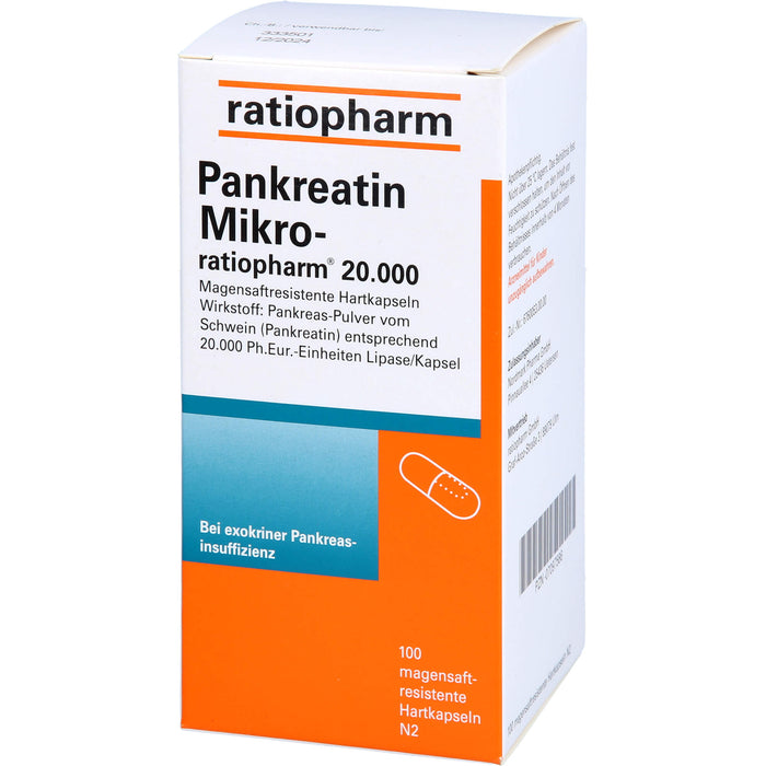 Pankreatin Mikro-ratiopharm 20 000 Hartkapseln bei Verdauungsstörungen, 100 pc Capsules