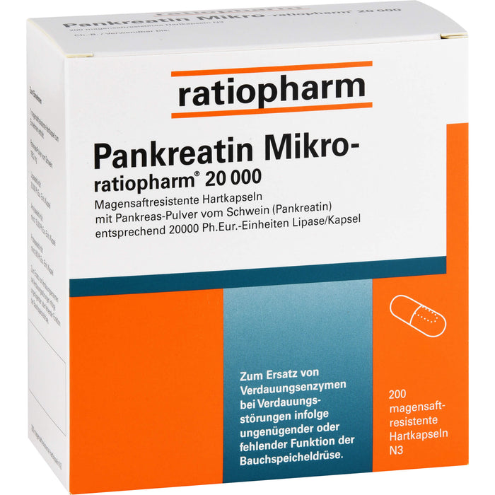 Pankreatin Mikro-ratiopharm 20 000 magensaftresistente Hartkapseln, 200 pc Capsules