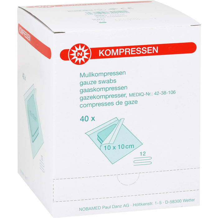 MULLKOMPRESSE 10X10CM 12FACH STERILE KOMPR PRO SET, 40X2 St KOM