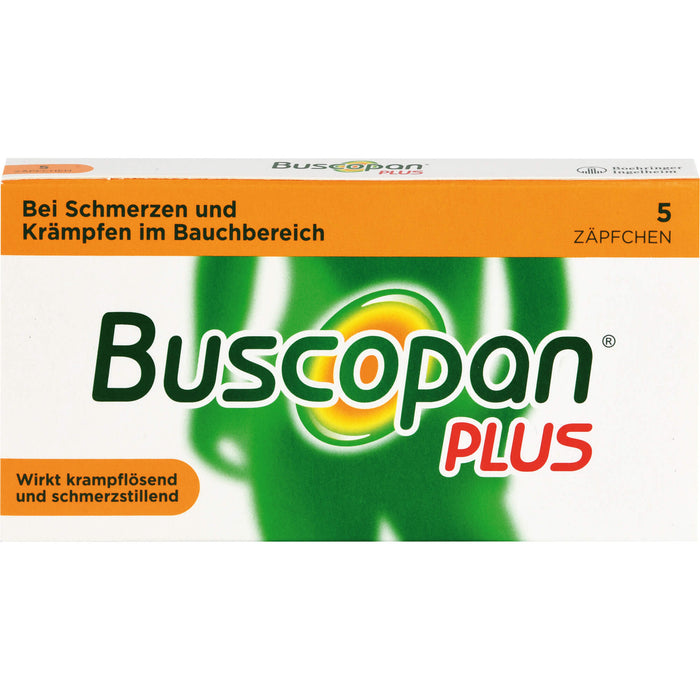 Buscopan plus 10 mg/800 mg Zäpfchen bei Schmerzen und Krämpfen im Bauchbereich, 5 pc Suppositoires