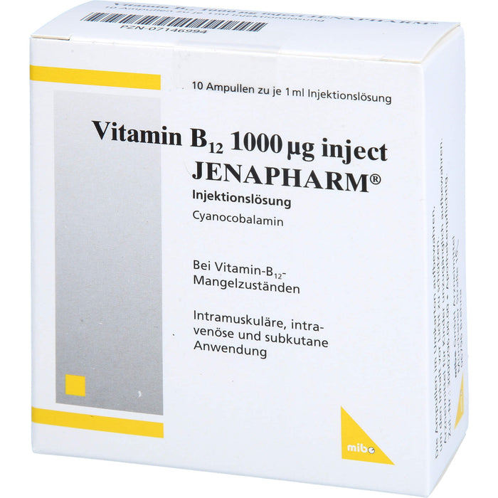 Vitamin B12 1000 µg inject JENAPHARM Injektionslösung bei Vitamin-B12-Mangelzuständen, 10 St. Ampullen