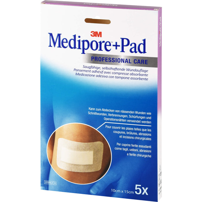 Medipore + Pad 3M 10,0 cm x 15,0 cm, 5 St. Pflaster