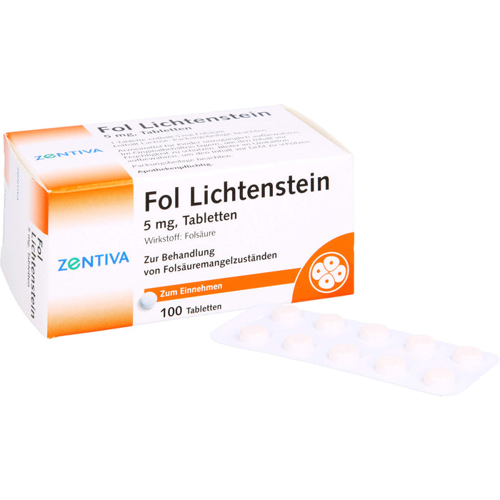 Fol Lichtenstein 5 mg Tabletten bei Folsäuremangelzuständen, 100 St. Tabletten