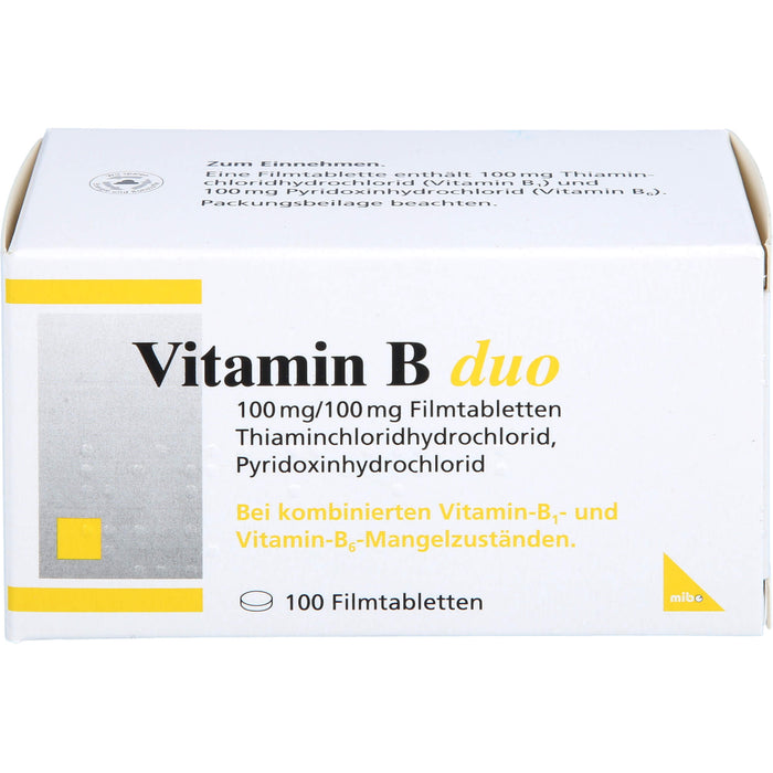 mibe Vitamin B duo Filmtabletten bei Mangel der Vitamine B1 und B6, 100 St. Tabletten