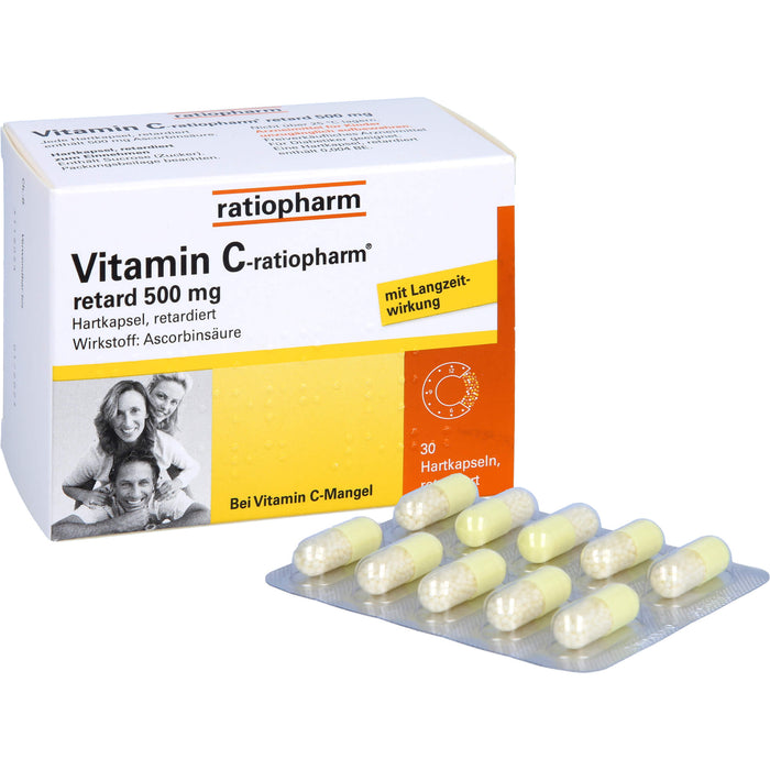 Vitamin C-ratiopharm retard 500 mg Hartkapseln, 30 St. Kapseln