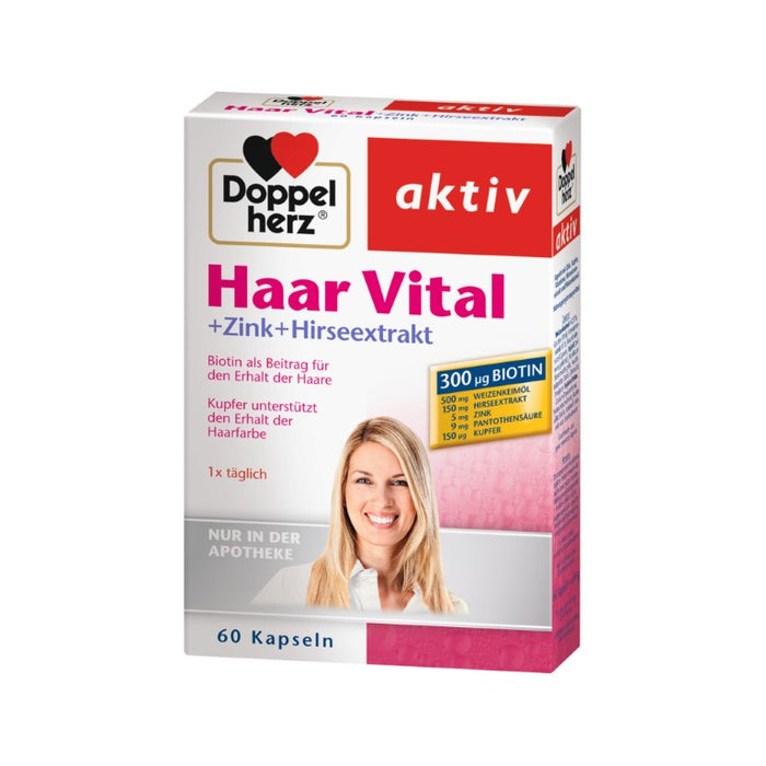 Doppelherz Haar Vital + Zink + Hirseextrakt Kapseln, 60 pc Capsules