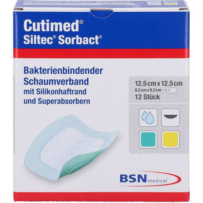 Cutimed Siltec Sorbact B 12,5x12,5cm, 12 St KOM