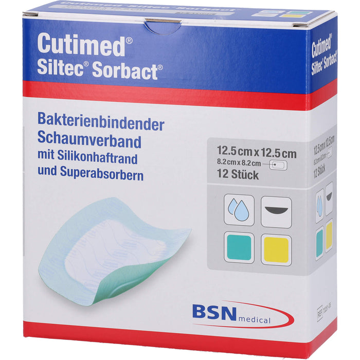 Cutimed Siltec Sorbact B 12,5x12,5cm, 12 St KOM