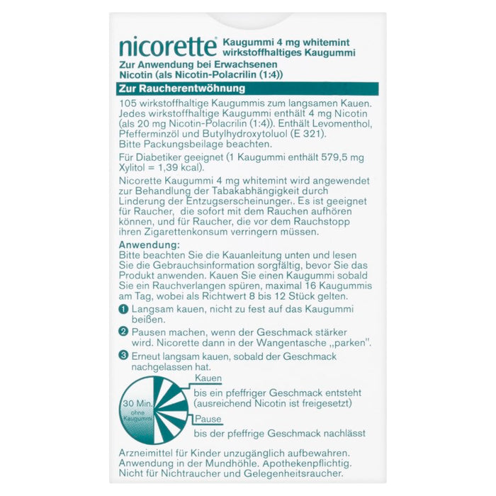 Nicorette Kaugummi 4 mg whitemint, 105 St. Kaugummi