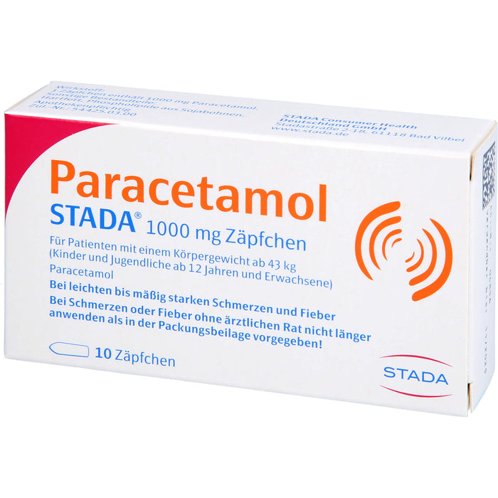 Paracetamol STADA 1000 mg Zäpfchen, 10 pcs. Suppositories