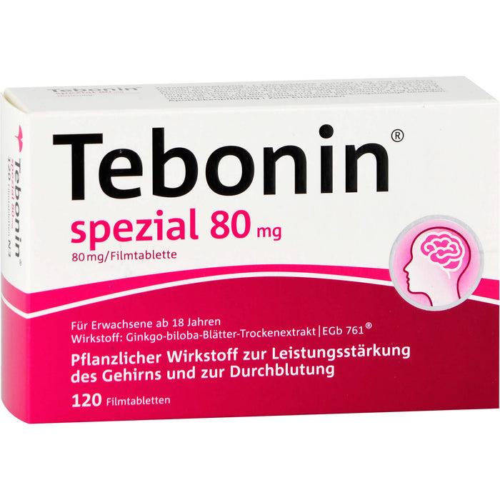 Tebonin spezial 80 mg Filmtabletten zur Leistungsstärkung des Gehirns und zur Durchblutung, 120 St. Tabletten